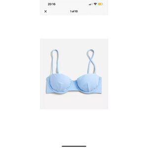 J Crew Size 38C Balconette Underwire Bikini Top Blue BX612 $75 Swim Top NWTS X1